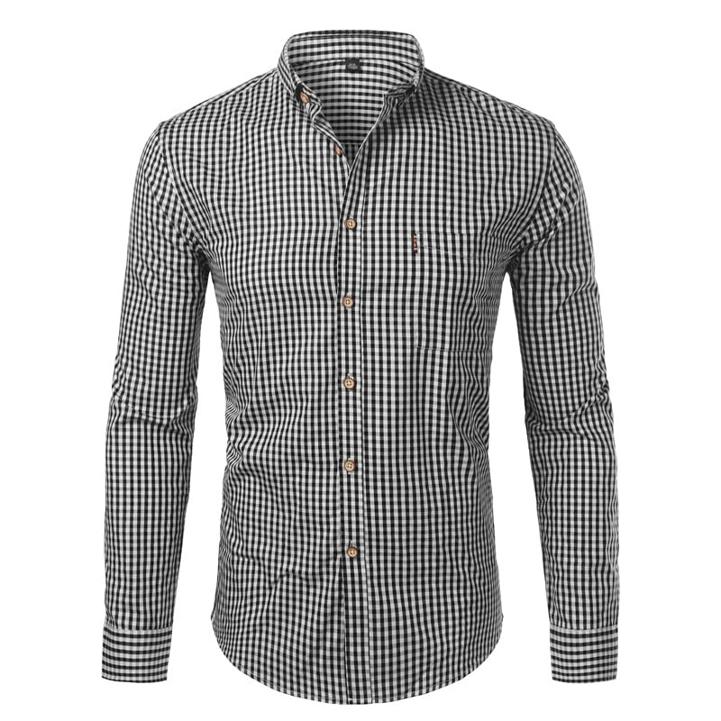 jiaabc Mens Plaid Cotton Casual Dress Shirts Slim Fit Long Sleeve Button Down Fashion Men Work Business Brand Shirt Chemise Homme