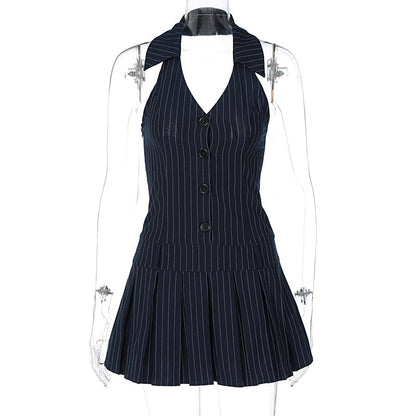 Halle Pleated Retro Mini Dress