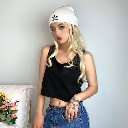 -Fall Outfits  Casual Basic White Crop Top T Shirt Elegant Short Sleeve Woman Tshirt High Street Cotton Tshirts Women Summer Vintage Streetwear