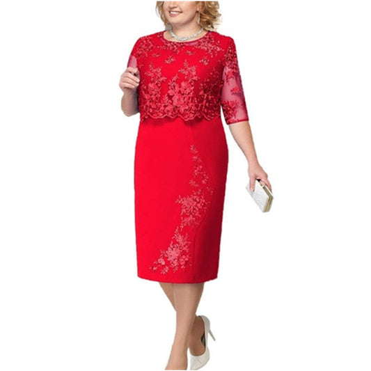 vmtvr Elegant Lace Plus Size Evening Dress Scoop Neck Half Sleeve Wedding Guest Party Gowns Short Mother Of The Bride Dresses