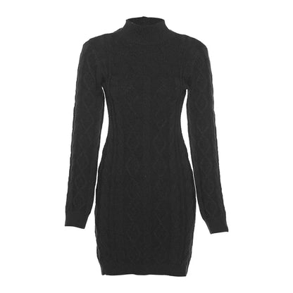 vmtvr   -  Fall Winter Fashion Twist Knitted Long Sleeve Backless Mini Dress for Women Elegant Warm Dresses Outfits Clothes