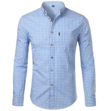 jiaabc Mens Plaid Shirt Long Sleeves Cotton Casual Slim Fit Shirts Button Up Men Dress Shirts Business Shirt Chemise Camisa Masculino