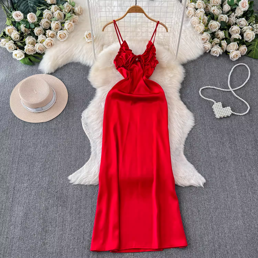 - Red Simple Party Dress  GEU1439