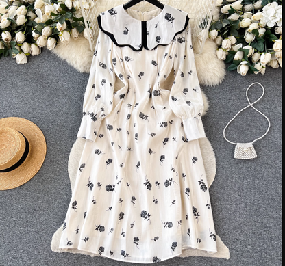 - Baby doll collar floral chiffon dress  GEU788