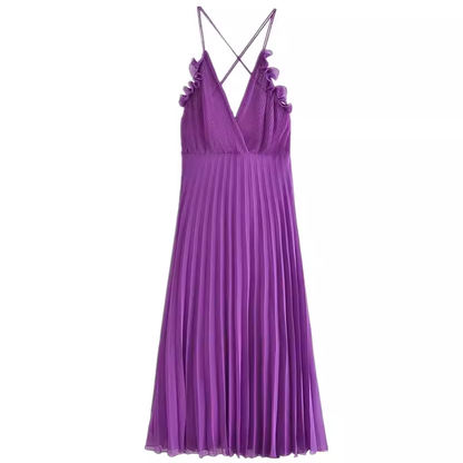 - Purple V-neck suspender dress  GEU1376