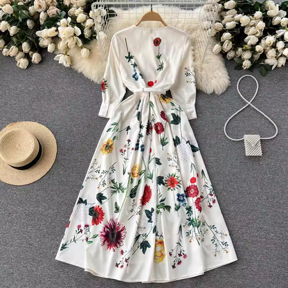 vmtvr- Printed fashionable slim fit single breasted dress GEU457