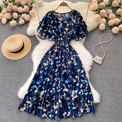 - Cute Floral A Line Dress Fashion Dress GEU441