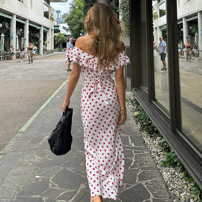 Taryn Off-Shoulder Polka-Dot Maxi Dress