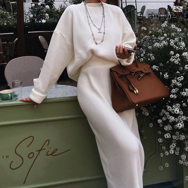 vmtvr outfit inspo Autumn and Winter Fashion Casual Suit Comfortable Casual Knitted Long-Sleeved Dress Suit Temperament Commuter Women