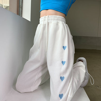 vmtvr dandy hoodie White Love Pants Spring and Summer Trousers Elegant High Waist Wide Leg Pants Casual plus Size Sports Sweatpants for Women