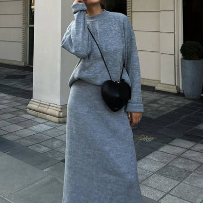 vmtvr outfit inspo Autumn and Winter Fashion Casual Suit Comfortable Casual Knitted Long-Sleeved Dress Suit Temperament Commuter Women