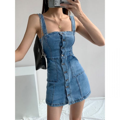 vmtvr dress to impress outfits Style Ins Retro Denim Dress Women's Summer Slimming Suspender Skirt Sexy Tight Waist Suspender Hip Skirt Fashion