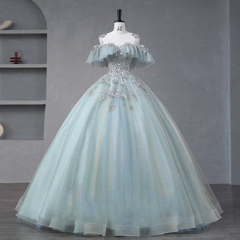 vmtvr prom dresses New Elegant Socialite Performance Adult Ceremony Host Solo Atmospheric Vocal Music Annual Meeting Fluffy Yarn Evening Dress