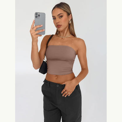 vmtvr 90s fashion Women's Tube Top Hot Girl Summer Outer Wear Pullover Vest Inner Wear Milk Silk Women's Clothing