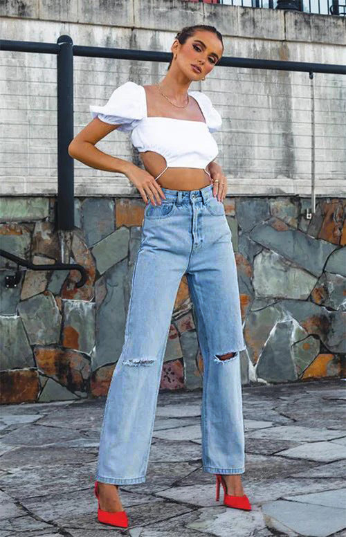 vmtvr summer outfits inspo Y2k Women's Ripped Straight Jeans