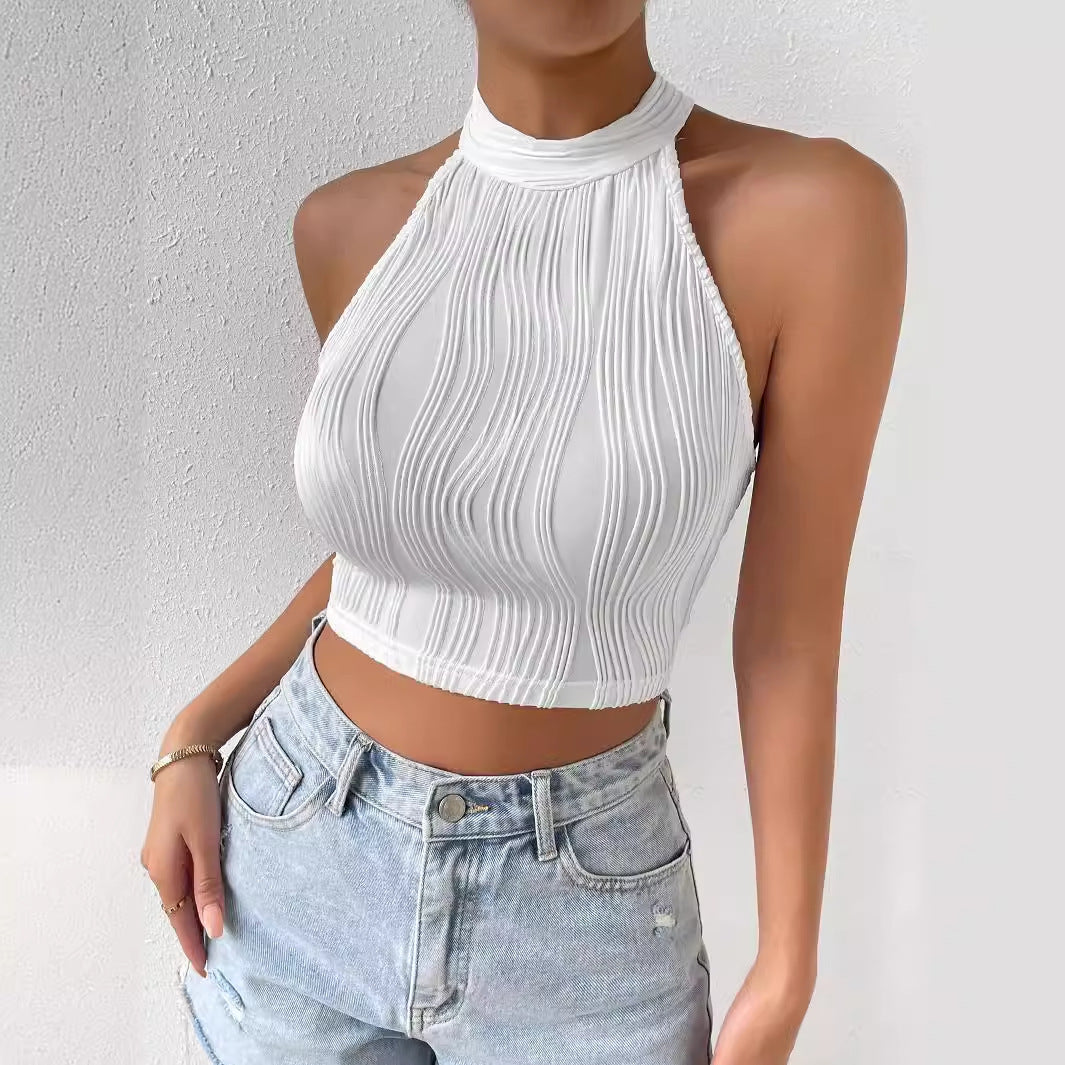 vmtvr 90s fashion Style 2024 Summer New Elegant Halter Vest Slim-Fit Navel Tight Slimming Short Top