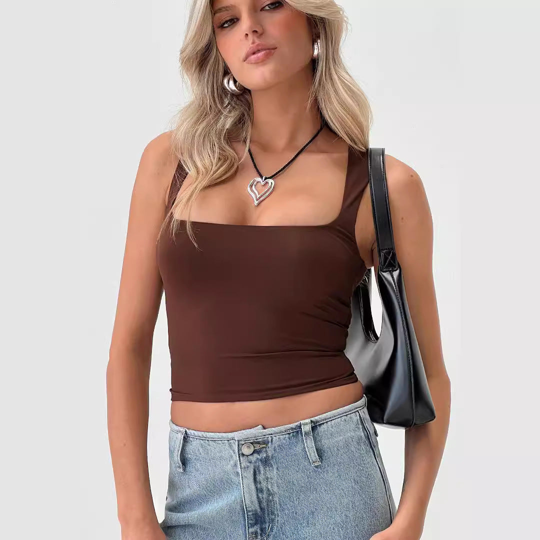 vmtvr going out outfits Y2k Women's Clothing 2024 Summer Sexy Hot Girl Square Collar Slim Sleeveless Vest