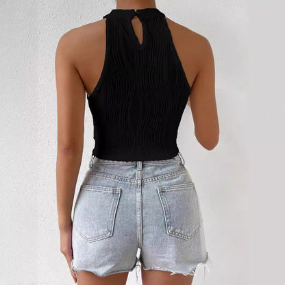 vmtvr 90s fashion Style 2024 Summer New Elegant Halter Vest Slim-Fit Navel Tight Slimming Short Top