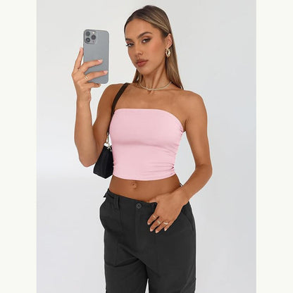 vmtvr 90s fashion Women's Tube Top Hot Girl Summer Outer Wear Pullover Vest Inner Wear Milk Silk Women's Clothing