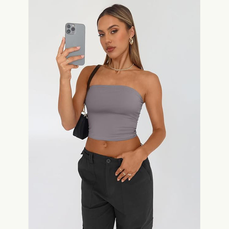 vmtvr 90s fashion Women's Tube Top Hot Girl Summer Outer Wear Pullover Vest Inner Wear Milk Silk Women's Clothing