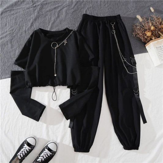 vmtvr 2000s fashion Overalls Suit Women's Summer Fashion Student New Western Style Ins Super a Handsome Cool Girl All-Match Domineering Two-Piece Suit