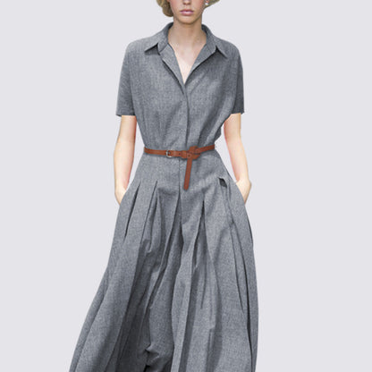 vmtvr barn jacket outfits Super Long Shirt Dress for Women Spring and Autumn Long Pleated Large Swing Dress Fashionable Trendy Waist-Tight to Ankle Dress