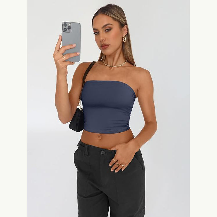 vmtvr 90s fashion Women's Tube Top Hot Girl Summer Outer Wear Pullover Vest Inner Wear Milk Silk Women's Clothing