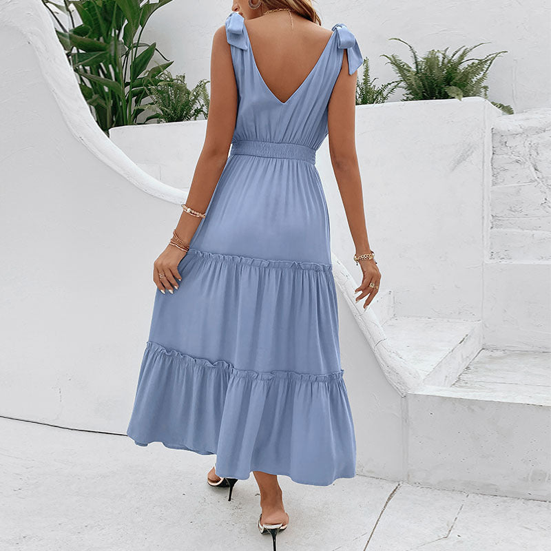 vmtvr alien invasion dress to impress 2024 Summer New Women's Solid Color Sling High Waist Dress