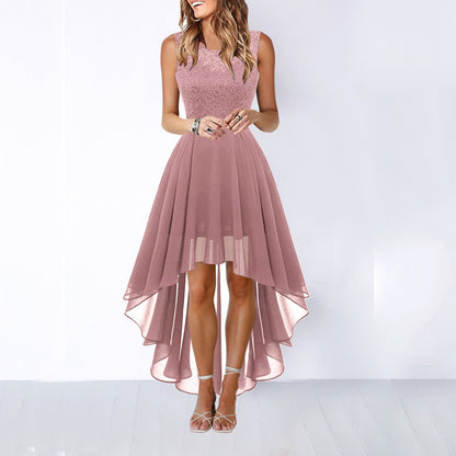 vmtvr homecoming dresses Spring and Summer New Hollow Waist Chiffon Dress Dinner Lace Dress