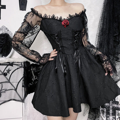 vmtvr divine being dress to impress Autumn Dark Princess Dress Design Slim-Fit Three-Dimensional Flower Lace Temperament Dress Women