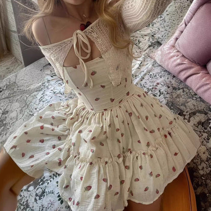 outfit inspo Women's Sexy Summer Floral Dress Women's High-Grade Suspender Waist Skirt Ballet Style Fluffy Skirt