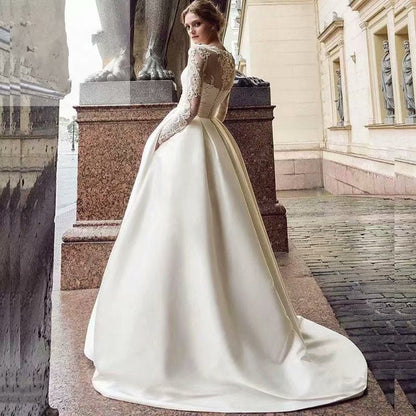 vmtvr nerdy dress to impress New Elegant Lace Long Sleeve Elegant Temperament Long Wedding Dress