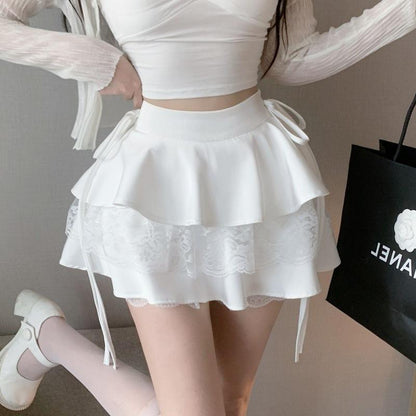 vmtvr summer outfits inspo Fluffy Skirt Women's Spring and Summer Mesh Stitching High Waist Slimming Cake Skirt Niche A- line Skirt