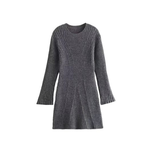 vmtvr fall outfits 2024 Spring and Autumn New Women's Clothing Elegant Solid Color Light Mature round Neck Knitted Long Sleeve Dress