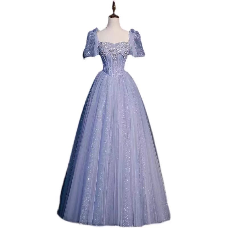 vmtvr prom dresses Blue Evening Dress New High-Grade Princess Dress on the Run Student Day Adult Ceremony Promotion Host Fairy Temperament