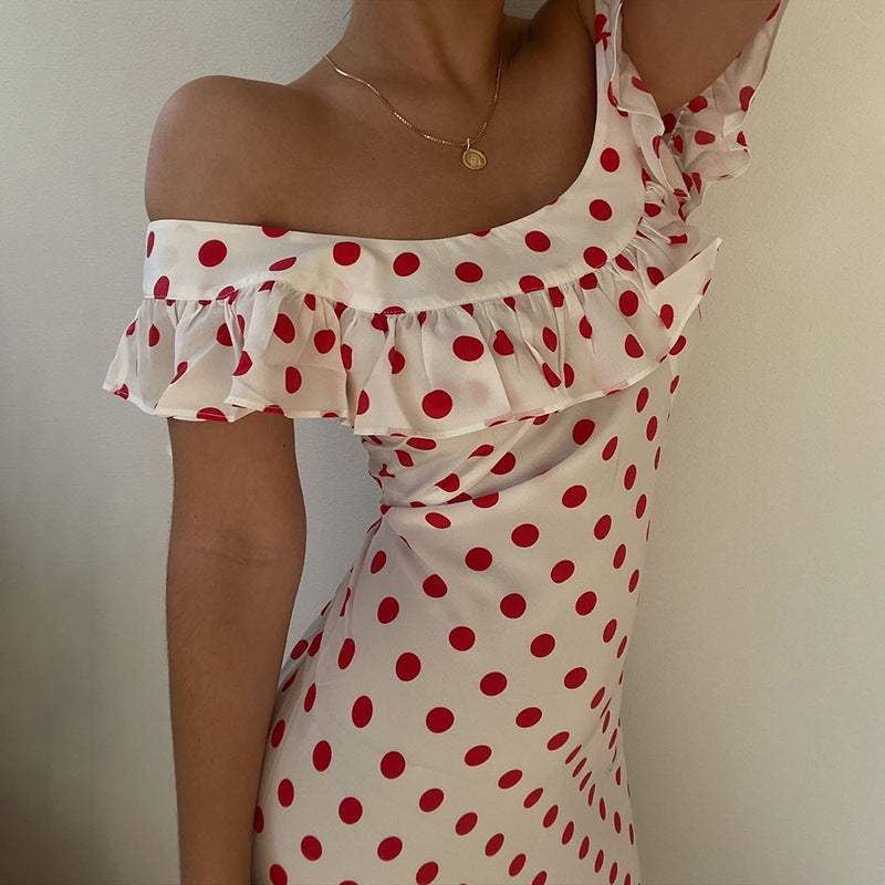 Taryn Off-Shoulder Polka-Dot Maxi Dress