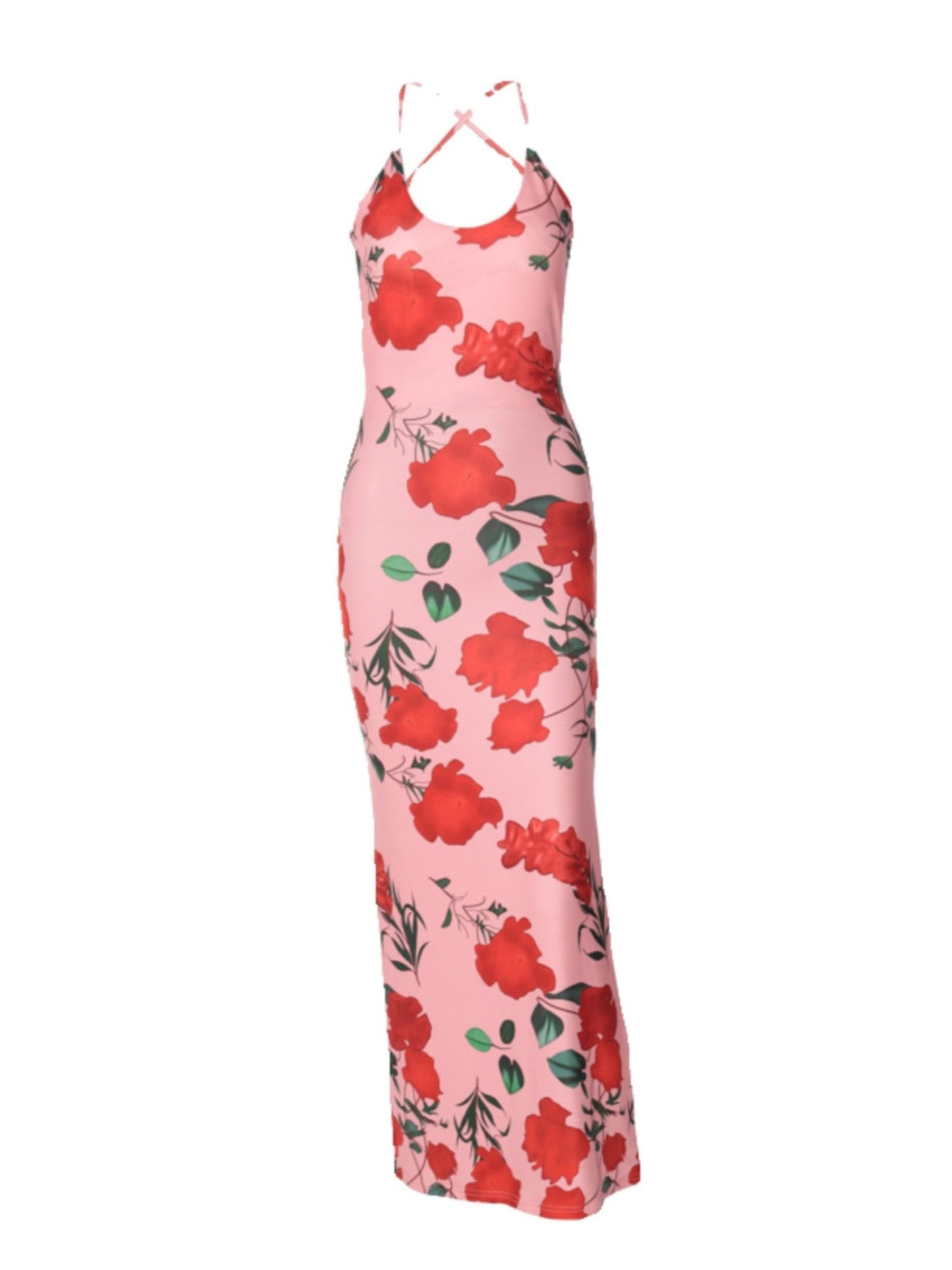 Berlin Floral Print Backless Maxi Dress