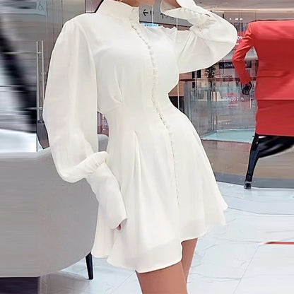 vmtvr dress to impress outfits Autumn New Pure Color Elderly Lantern Sleeve Elegant Waist-Tight Jumpsuit Skirt