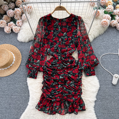 - Ruffle chiffon floral dress  GEU1250