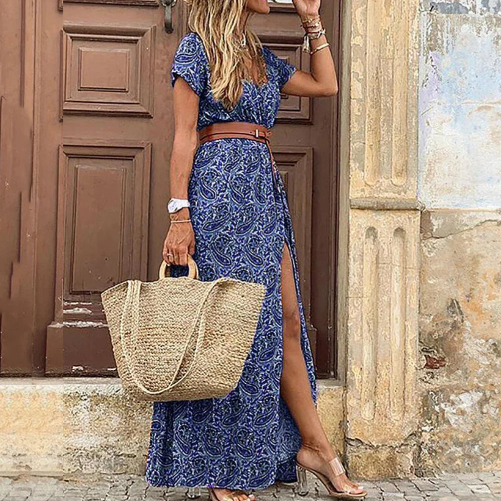 vmtvr Long Dress for Women Summer Beach Bohemian Dresses Vestido Casual Robe Female Clothing Y2K Floral Skirt Elegant Maxi Dress