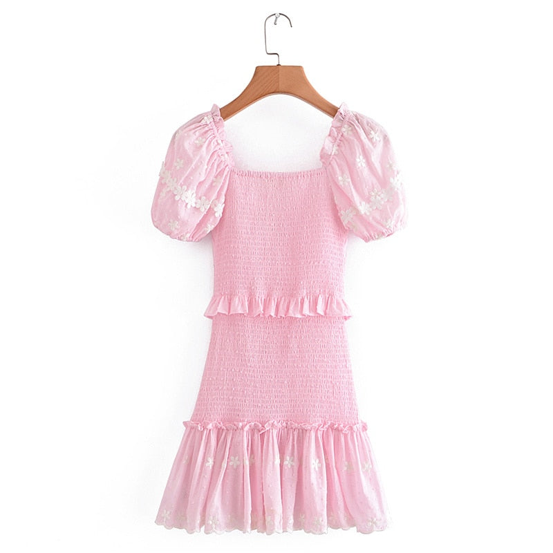 vmtvr High Quality 2023 Summer Pink Short Sleeve Women Ruffled Mini Dress