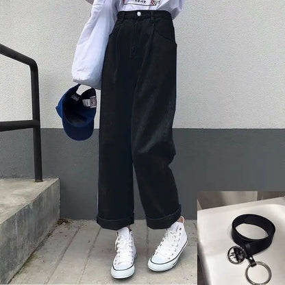 vmtvr Boyfriend Jeans Women Summer Denim Solid High Waist Loose Casual Straight Korean Streetwear Lady Trouser Vintage Harem Long Pant