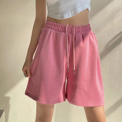 vmtvr Women Summer Black Sports Shorts Fashion Love Pocket High Waist Straight Shorts Korean All Match Female Casual Loose Short