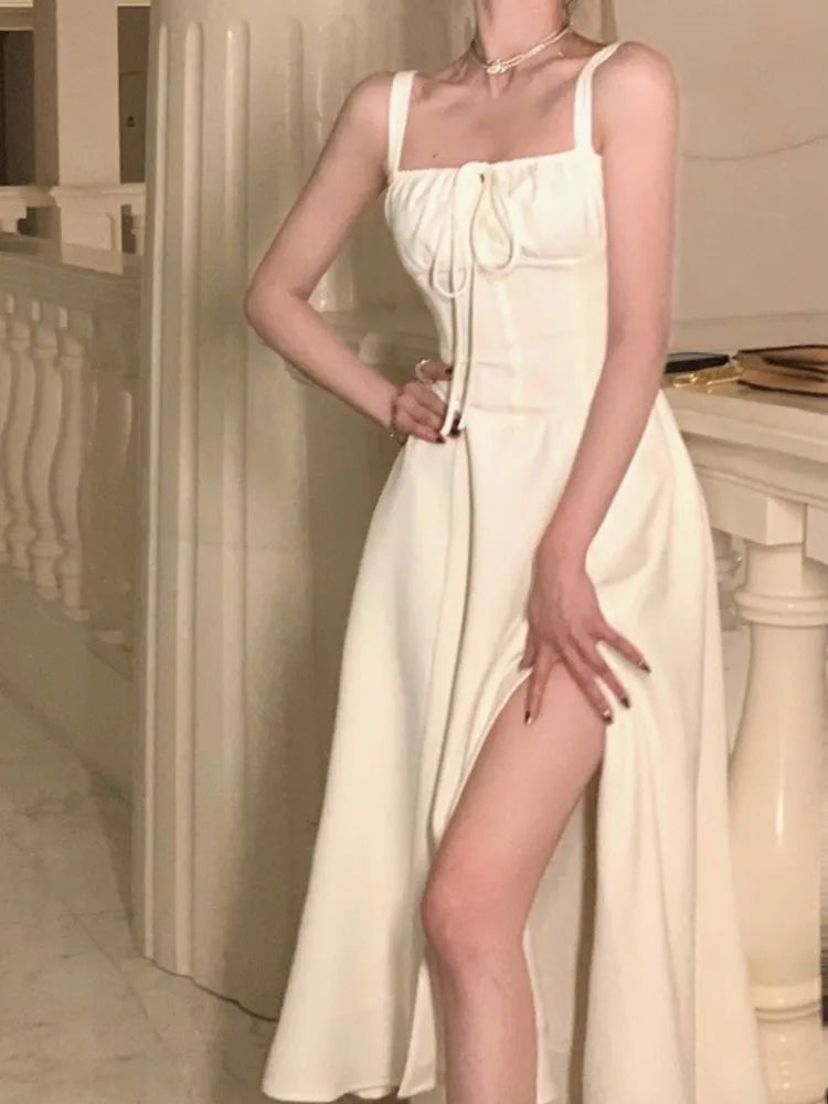 vmtvr Elegant and Chic Women Summer Wedding Dress New Spaghetti Strap Casual A-Line Party Club Bandage Vestidos Fashion Female Robe