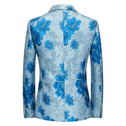 jiaabc Fashion New Men's Casual Boutique Business Wedding Host Slim Bronzing Suit Flower Jacket Dress Blazers Coat