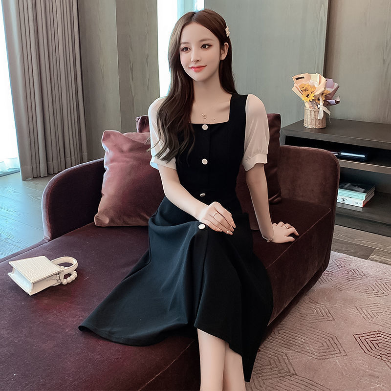 vmtvr - Black Aesthetic Party Summer Light Dress Casual Bag Hip Wrap Vintage Fashion Elegant Women&#39;s Dresses Loose Midi Korean Tunics