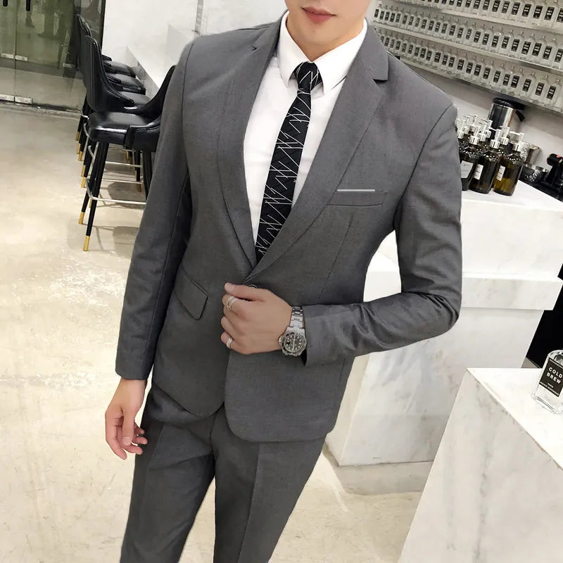 jiaabc Blazers Jacket Pants Vest 3 Pcs Set / Fashion New Men's Casual Boutique Business Solid Color Slim Dress Suit Coat Trousers