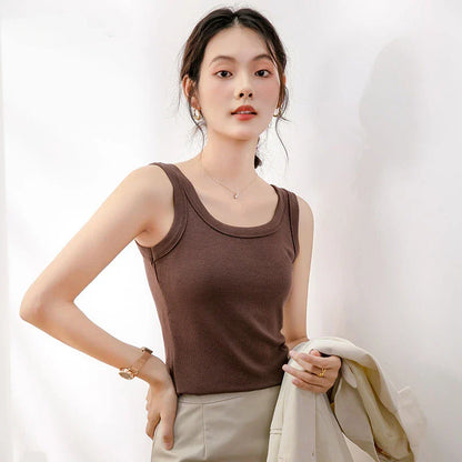 vmtvr Women's T-shirt Sleeveless Summer New Slim Tank Top Female Fashion Solid Color Skinny Sexy Spaghetti Straps Women Camisole Tops