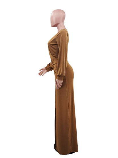 vmtvr - Elegant Evening Dresses Long Patry Gown Sexy Deep V Long Sleeve Mermaid Bodycon Split Maxi Robe Femme