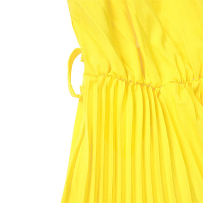 vmtvr Sexy V-Neck Pleated Dinner Party Dress Women Yellow Elegant  with Belt Long Sleeve Robe Femme African Maxi Red Vestido